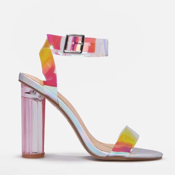 NIB New Hanna Transparent Iridescent Heeled Sandals - Picture 3 of 15
